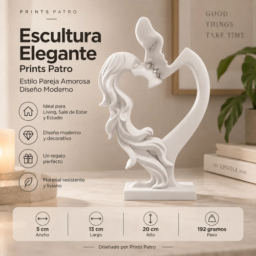 Escultura Elegante Prints Patro - Estilo Pareja Amorosa - Foto 13