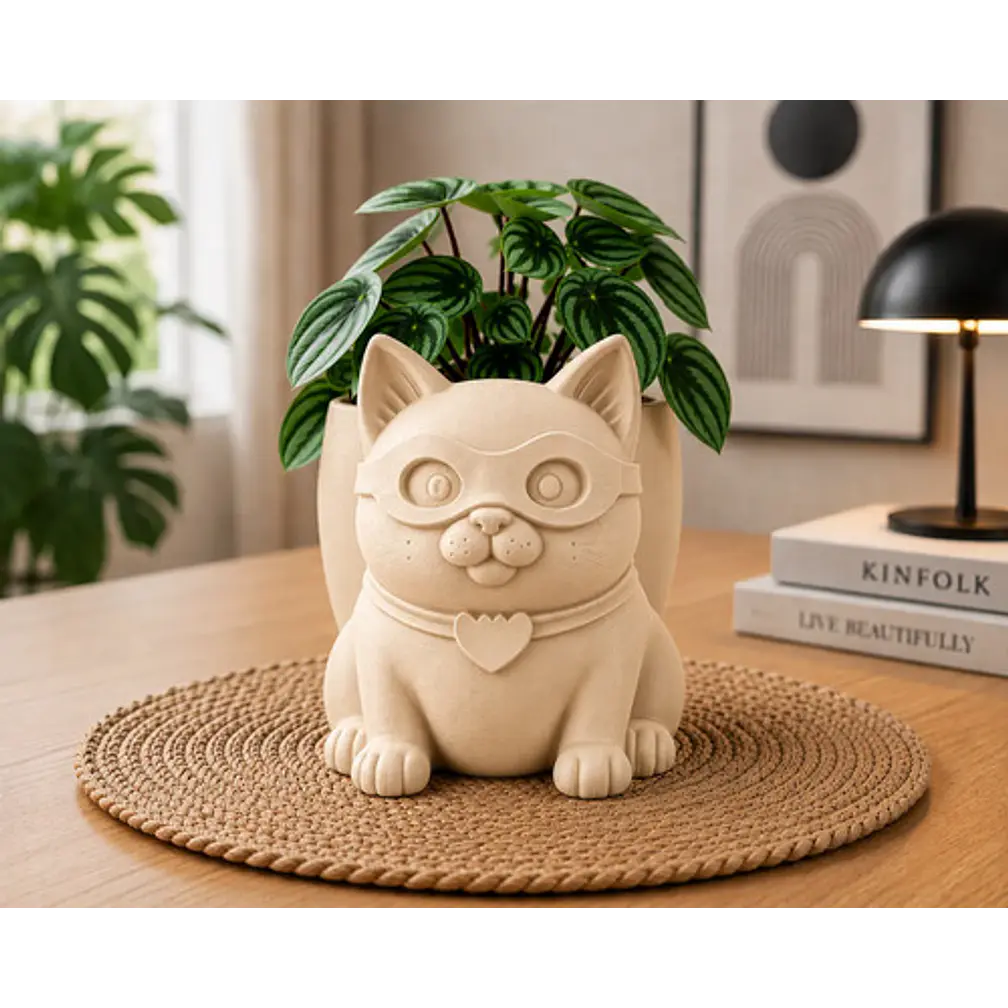 Macetero Decorativo Hogar- Gatito Héroe 15 Cm 9