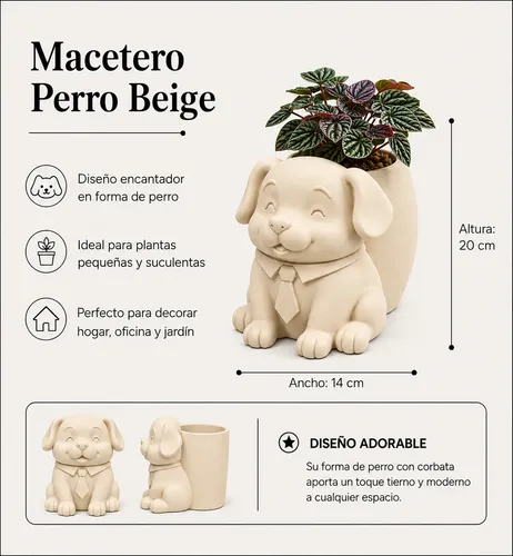 Macetero Decorativo Hogar- Perrito Oficinista 20 Cm - Foto 8