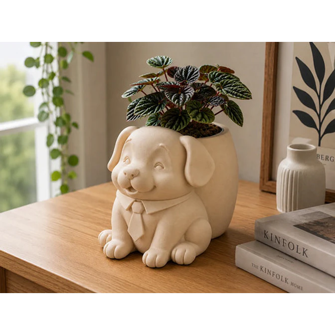 Macetero Decorativo Hogar- Perrito Oficinista 20 Cm 9