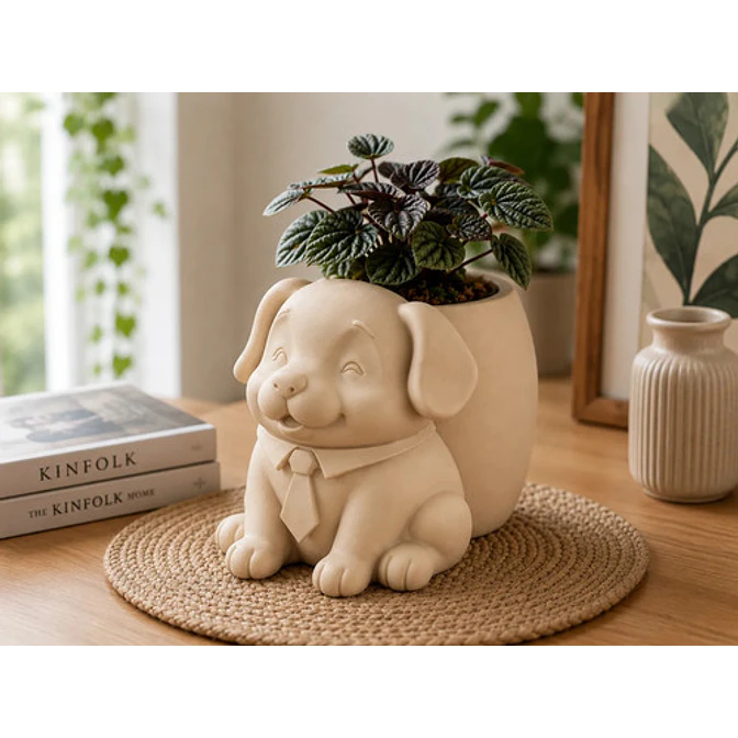 Macetero Decorativo Hogar- Perrito Oficinista 20 Cm 10