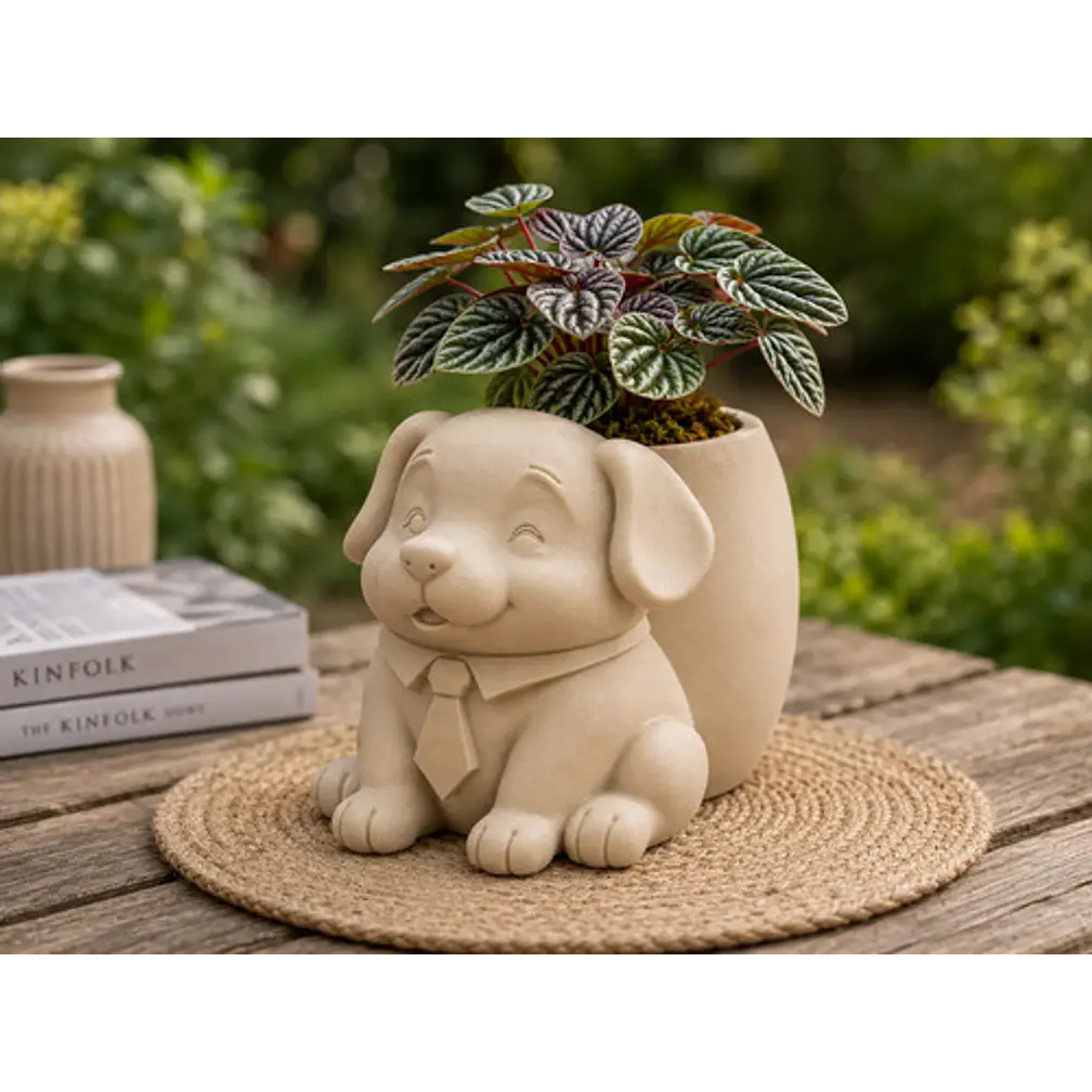 Macetero Decorativo Hogar- Perrito Oficinista 20 Cm 11