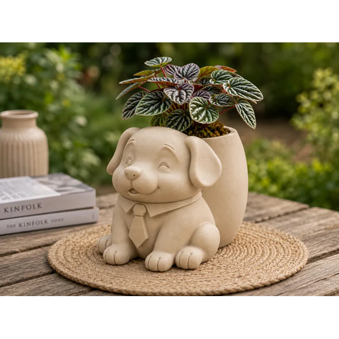 Macetero Decorativo Hogar- Perrito Oficinista 20 Cm 11