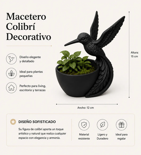 Maceteros Decorativos Hogar- Colibrís 15 Cm - Foto 8
