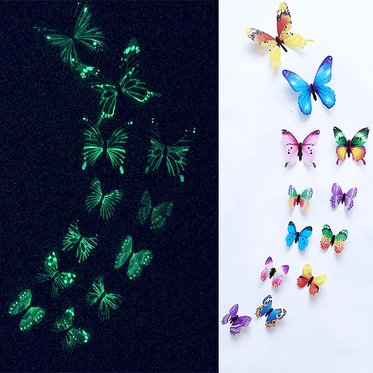 Set de 12 Mariposas 3D Luminosas 