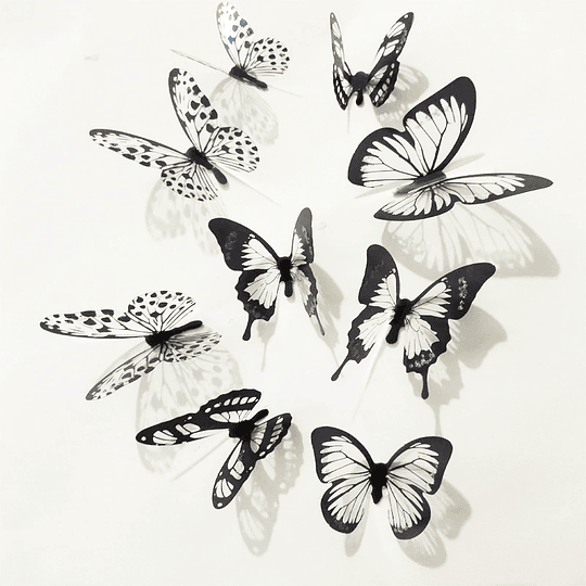 Set de 18 Mariposas Blanco & Negro