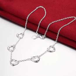 Collar Multi Heart • Bañado en Plata