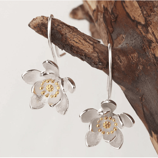Aros Silver Flowers • Bañados en Plata