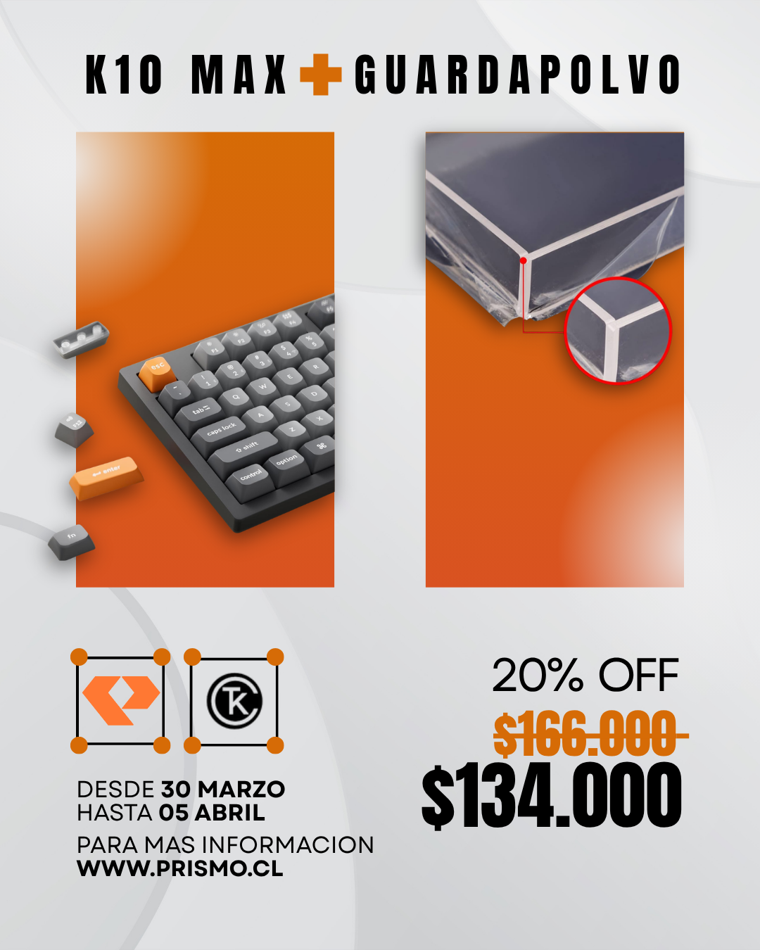 Combo K10 Max QMK ISO Español + Guardapolvo