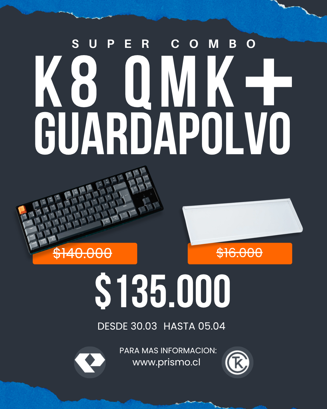 Combo K8 QMK ISO Español + Guardapolvo