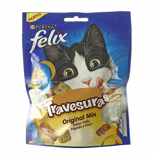 GALLETAS FELIX TRAVESURAS POLLO, HÍGADO Y PAVO  60G