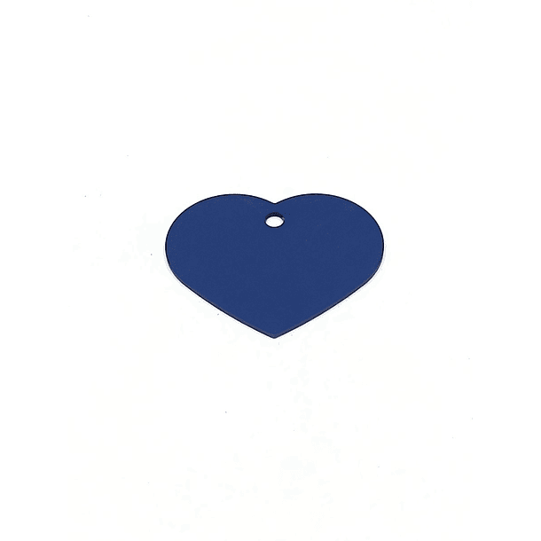Placa de Identificación Grabada Corazón Grande Azul