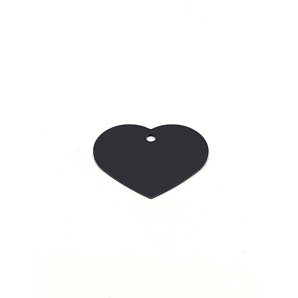 Placa de Identificación Grabada Corazón Grande Negro