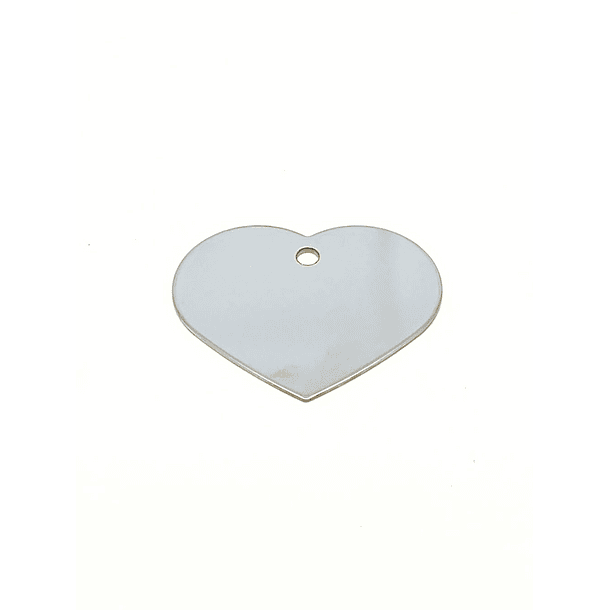 Placa de Identificación Grabada Corazón Grande Plata