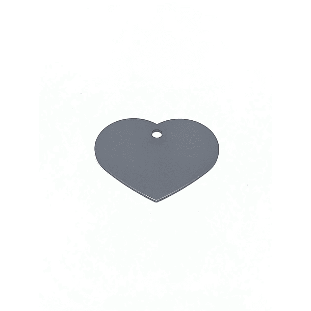 Placa de Identificación Grabada Corazón Grande Gris
