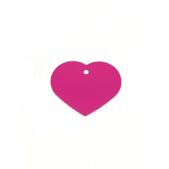 Placa de Identificación Grabada Corazón Chico Fucsia