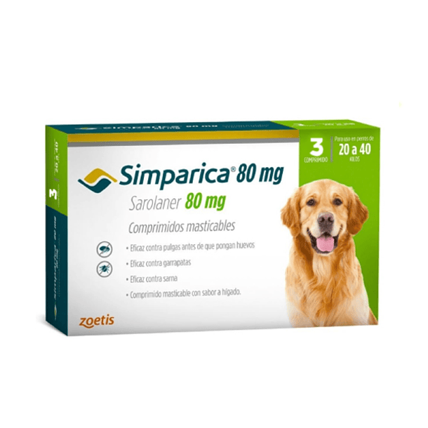 SIMPARICA 80 MG 20 A 40 MG 3 COMPRIMIDOS