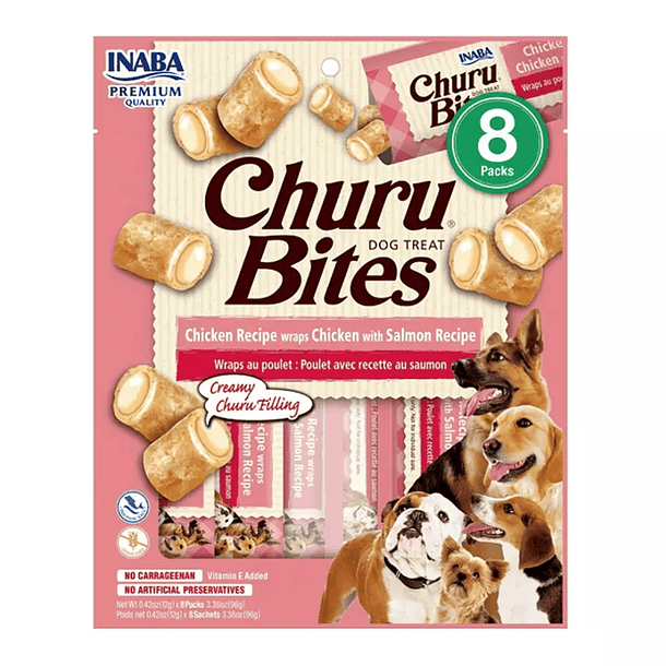 CHURU BITES DOG POLLO & SALMON 8 PACKS