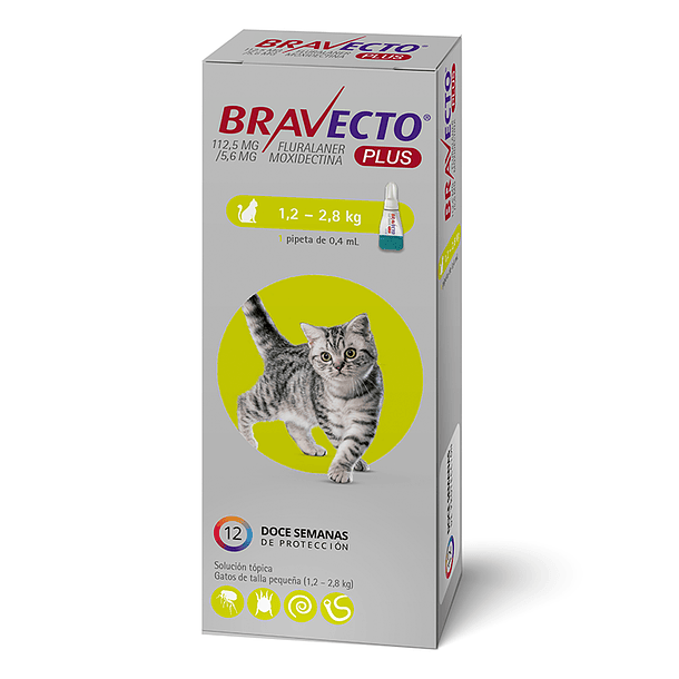BRAVECTO PLUS GATO 1.2 A 2.8 KG