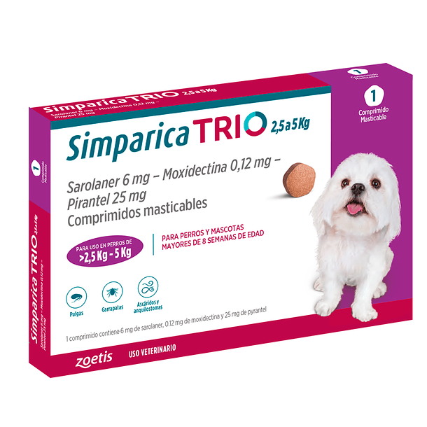 SIMPARICA TRIO 2.5 A 5 KG 1 COMPRIMIDO