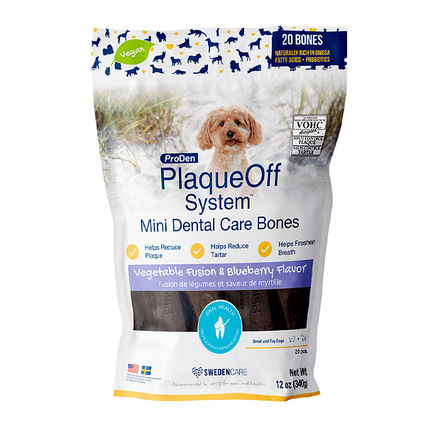 PLAQUEOFF MINI HUESOS SABOR VEGGIE & BLUEBERRY DOYPACK 340 GR