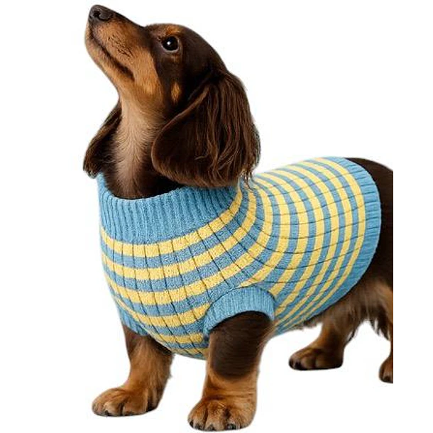 SUETER TEJIDO AZUL - AMARILLO TALLA M