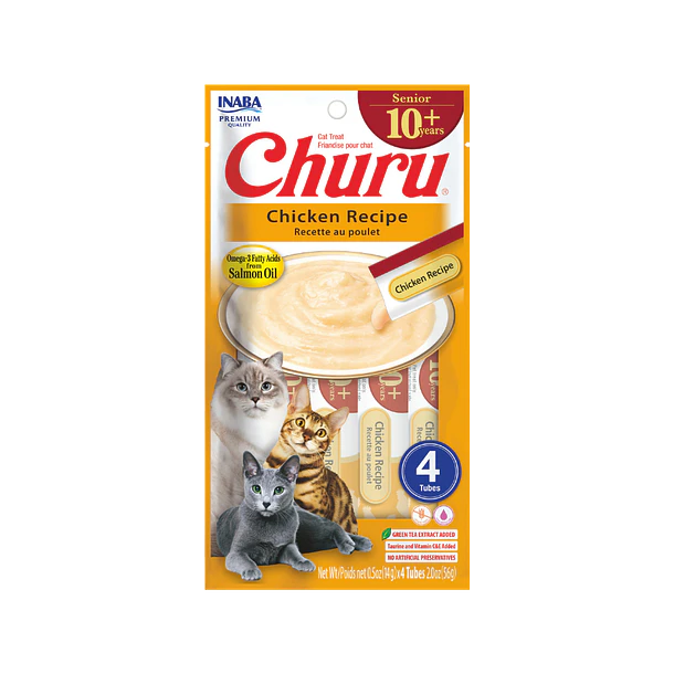 CHURU CAT SENIOR 10+ CHICKEN 14 GR 4 TUBOS