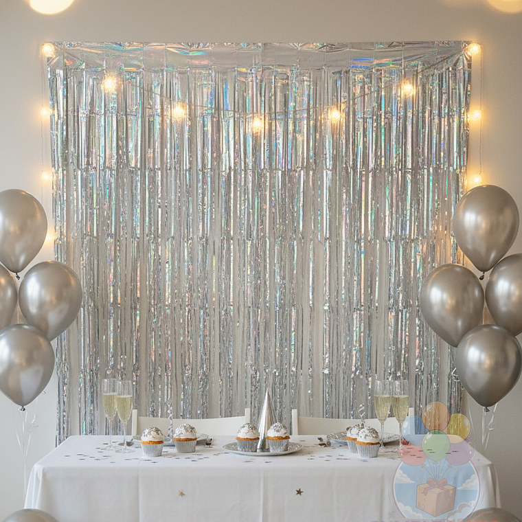 Cortina Metalizada Tornasol y Rose Gold (1x2m) 1