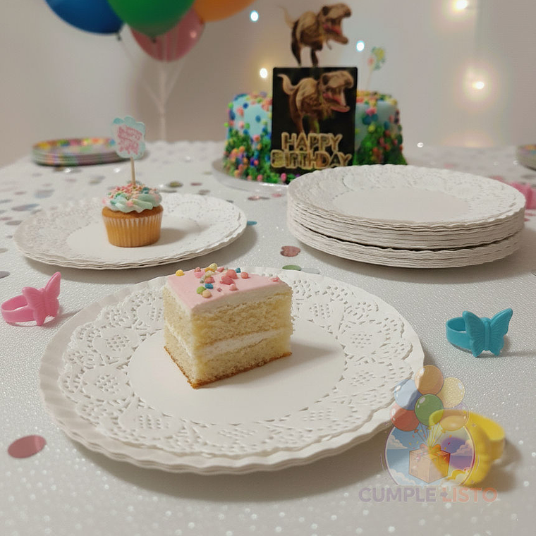 4 Bandejas Cartón con Blonda Redondas (23 cm) 1