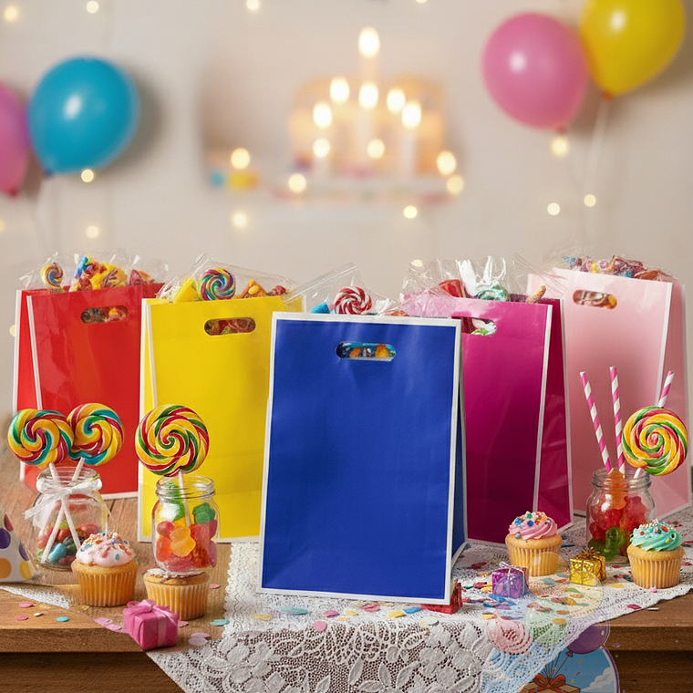 10 Bolsas Plástico Lisas Colores Vibrantes para Dulces 1