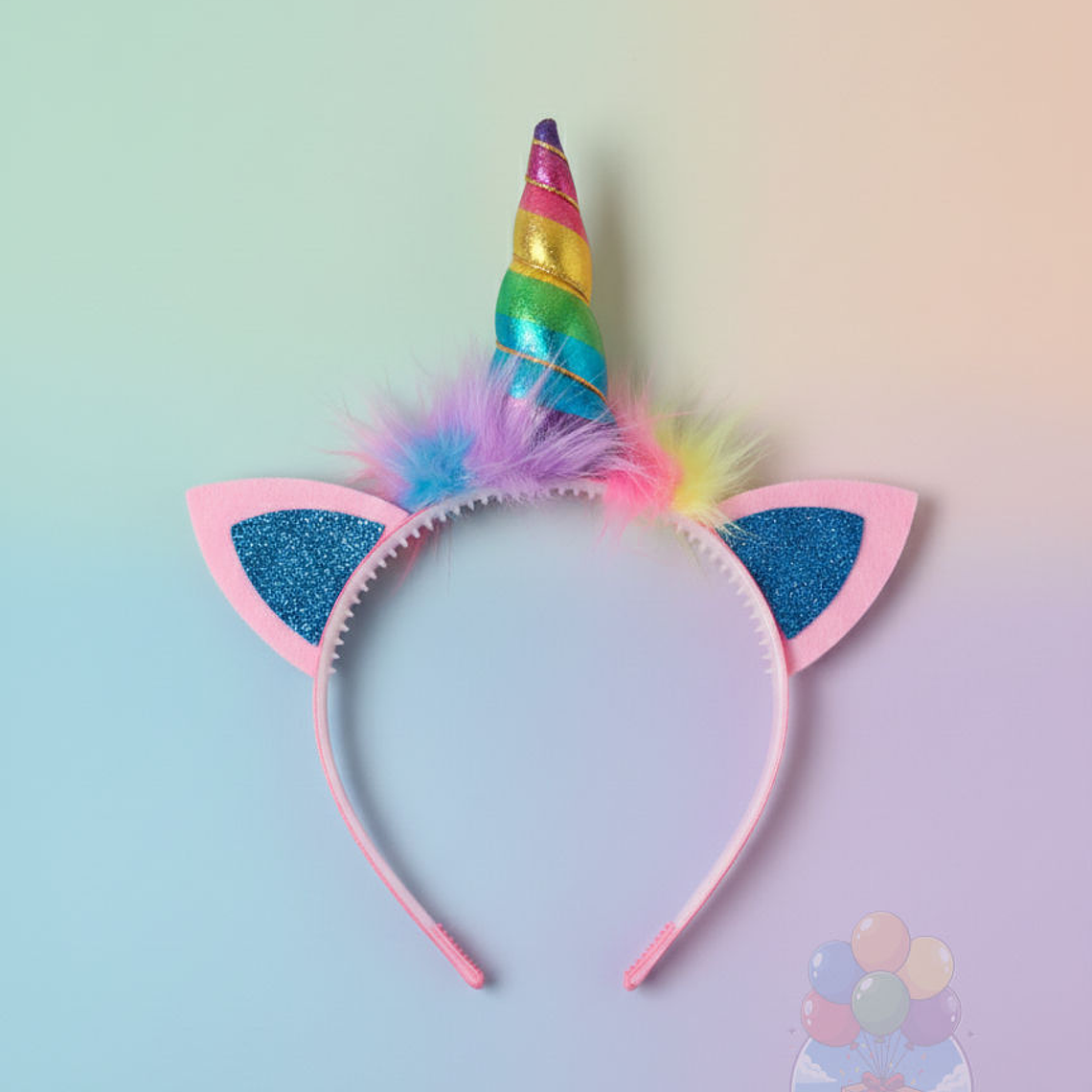 Cintillos Unicornio Fieltro Cuerno y Orejas con Glitter 2