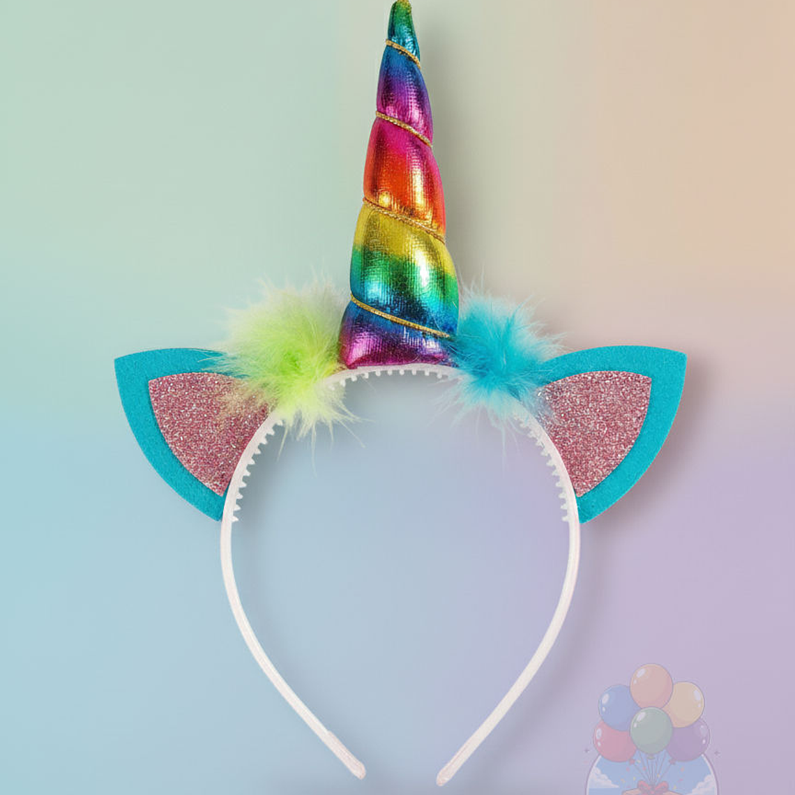 Cintillos Unicornio Fieltro Cuerno y Orejas con Glitter 4