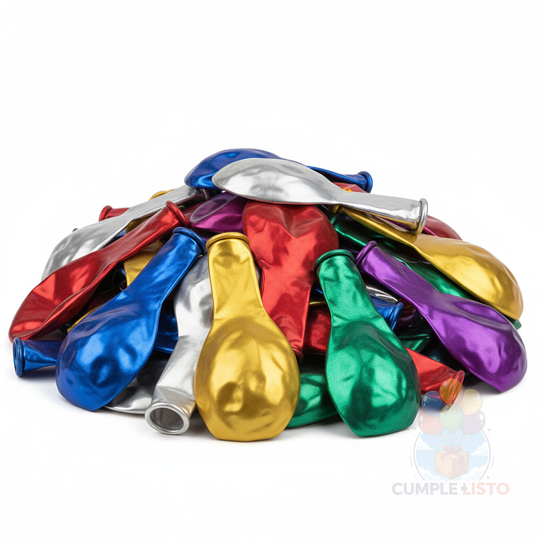 12 Globos Látex Metalizado Surtidos y Brillantes 3