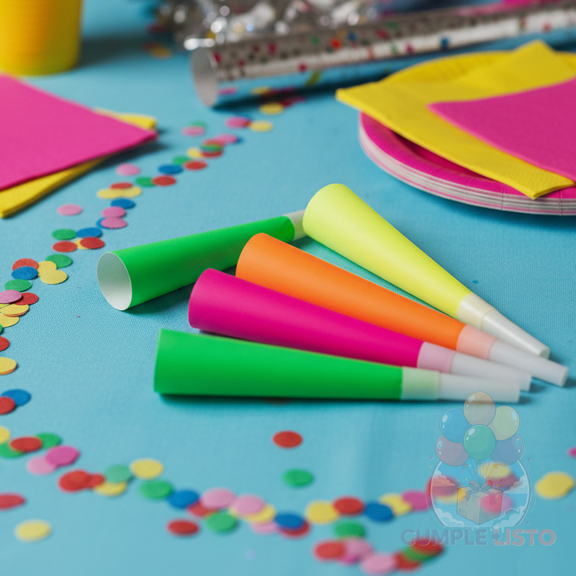 6 Cornetas Neón Surtidas y Brillantes para Fiesta 1