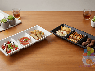 Dúo 2 Bandejas Plásticas Blancas 3 Compartimentos