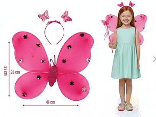 Set Disfraz Mariposa Infantil: Alas, Varita y Cintillo