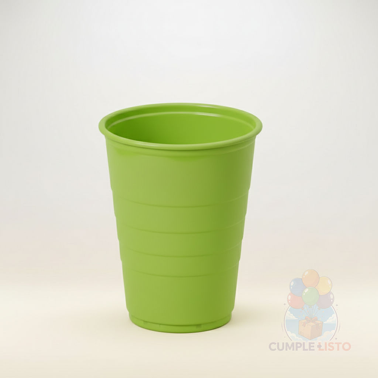 10 Vasos Plásticos Verde Lima 350 cc Alta Resistencia 1