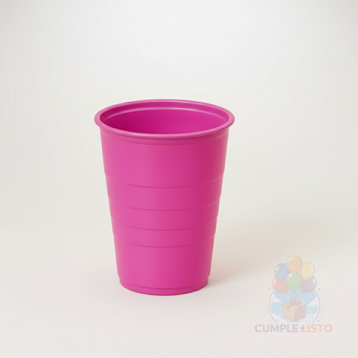 10 Vasos Plásticos Fucsias 350 cc Alta Resistencia 1
