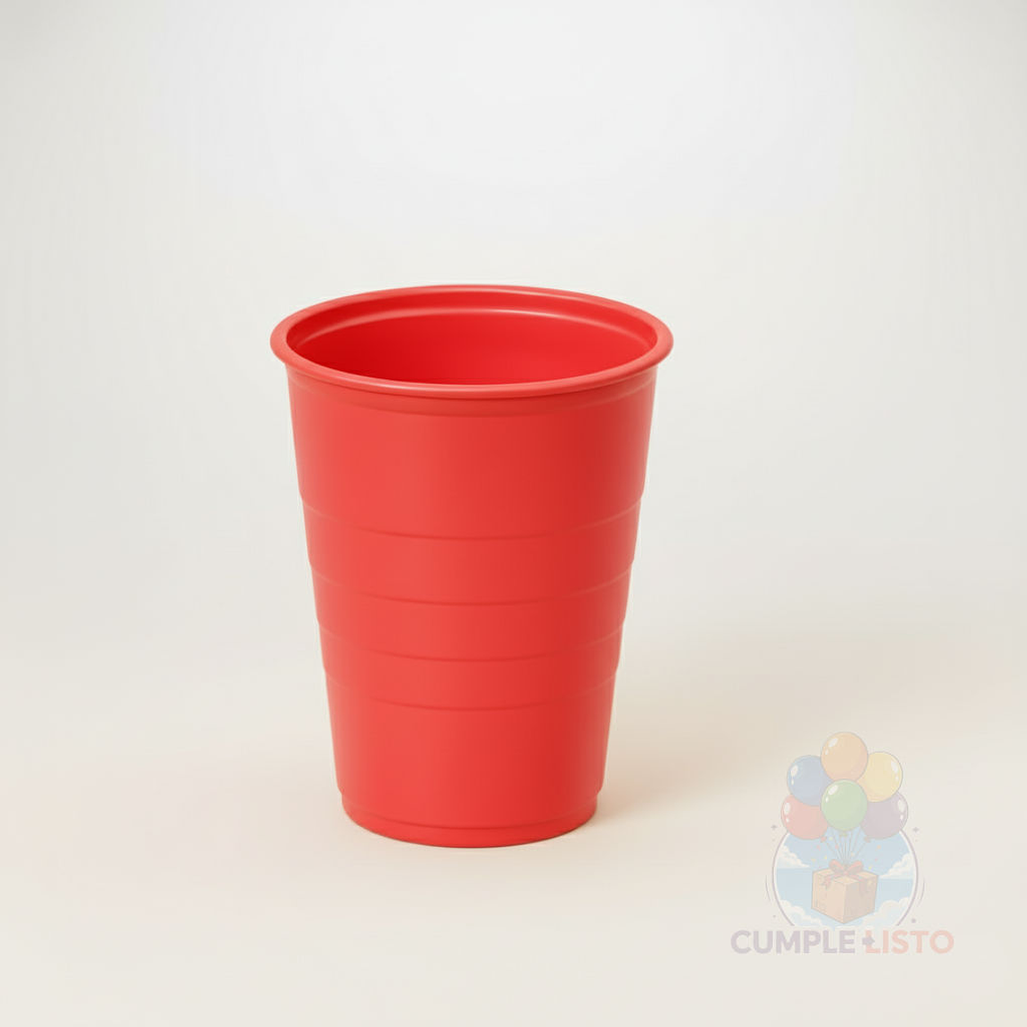 10 Vasos Plásticos Rojos 350 cc Alta Resistencia 1