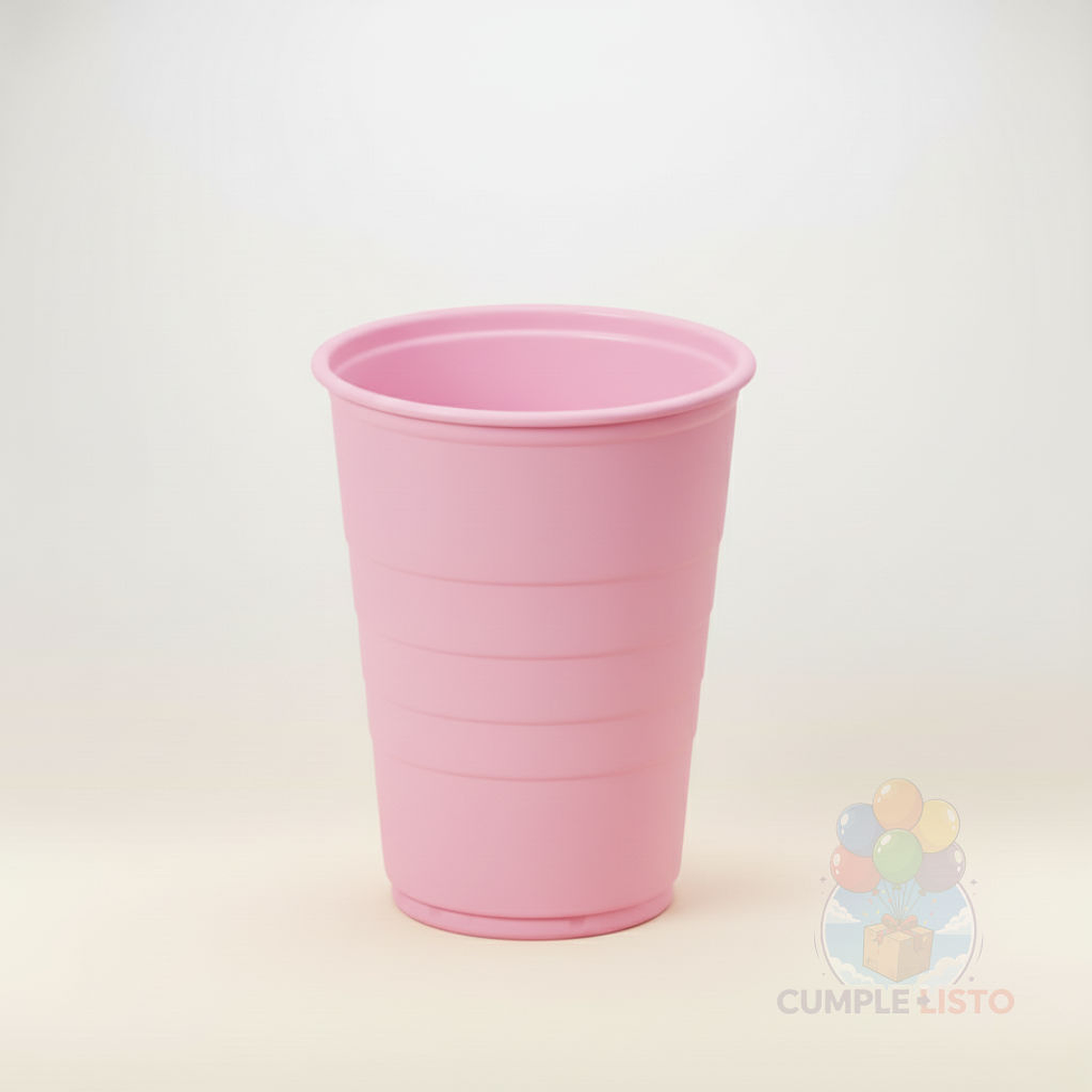 10 Vasos Plásticos Rosados 350 cc Alta Resistencia 1