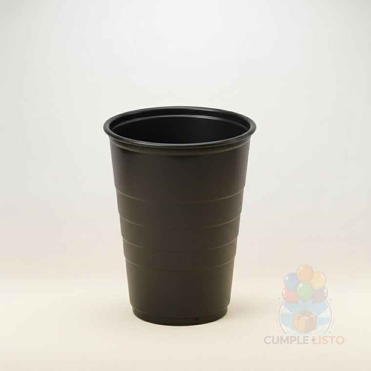 10 Vasos Plásticos Negros 350 cc Alta Resistencia 1