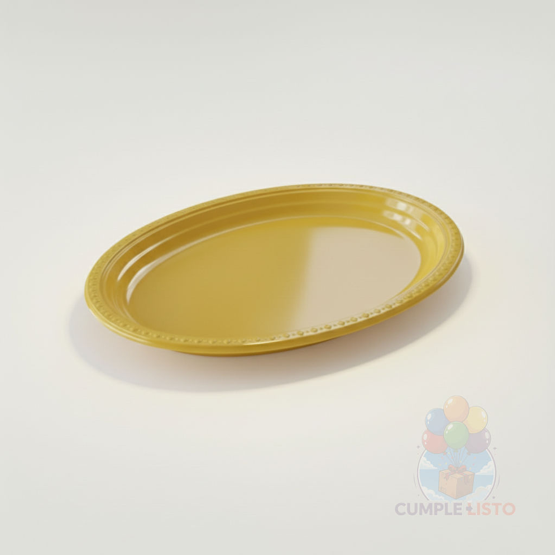 Pack 5 Bandejas Ovaladas Plásticas Amarillo Fiesta 1
