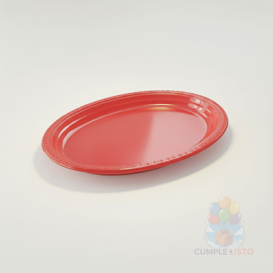 Pack 5 Bandejas Ovaladas Plásticas Rojas Fiesta 1