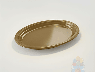 Pack 5 Bandejas Ovaladas Plásticas Doradas Fiesta