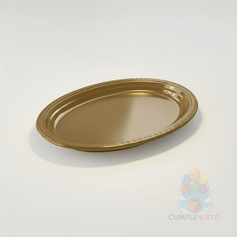 Pack 5 Bandejas Ovaladas Plásticas Doradas Fiesta 1