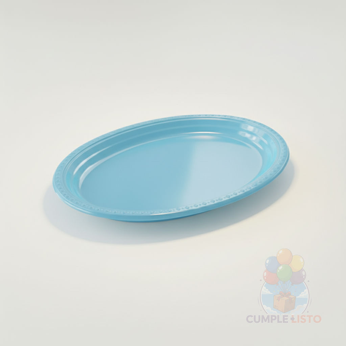 Pack 5 Bandejas Ovaladas Plásticas Celestes Fiesta 1
