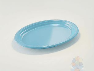 Pack 5 Bandejas Ovaladas Plásticas Celestes Fiesta