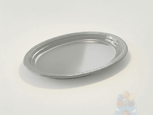 Pack 5 Bandejas Ovaladas Plásticas Plateadas Fiesta