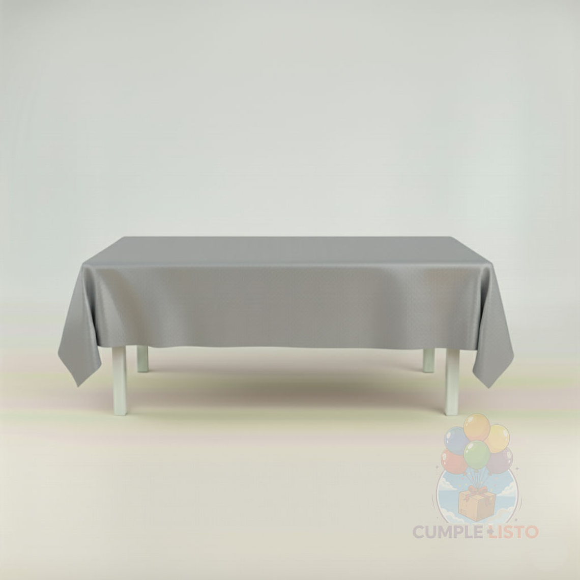 Mantel Liso Plateado Rectangular Grande 137x247 cm 1