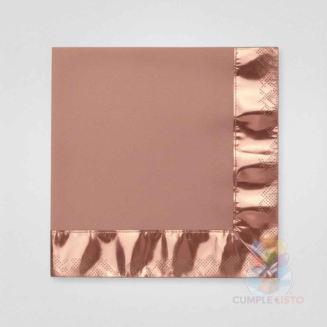 12 Servilletas Papel Rose Gold Metalizadas (33x33cm) 1